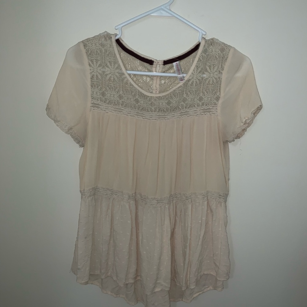 Off white lace top, Exhilaration